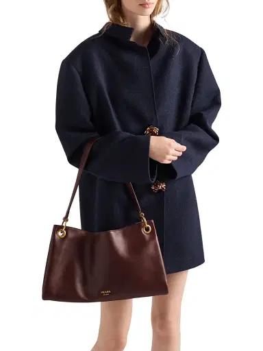 Prada Women's Etude Leather Shoulder Bag - Brown | Thumbnail 3 Prada Women's Etude Leather Shoulder Bag - Brown | Thumbnail 3