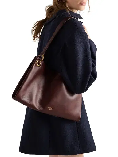 Prada Women's Etude Leather Shoulder Bag - Brown | Thumbnail 4 Prada Women's Etude Leather Shoulder Bag - Brown | Thumbnail 4