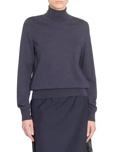Maison Margiela Women's Fine Wool Turtleneck Sweater - Dark Blue | Thumbnail 3