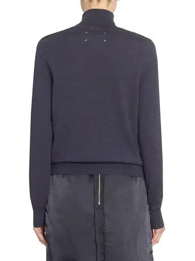 Maison Margiela Women's Fine Wool Turtleneck Sweater - Dark Blue | Thumbnail 5