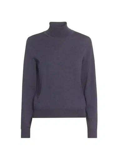 Maison Margiela Women's Fine Wool Turtleneck Sweater - Dark Blue | Thumbnail 1