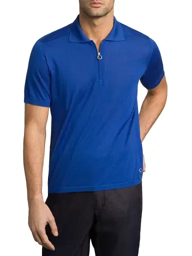 Stefano Ricci Men's Knit Zipper Polo | Thumbnail 2