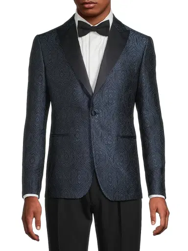 Pal Zileri Men's Paisley Silk-Blend Single-Breasted Dinner Jacket - Blue Navy - Size 48 | Thumbnail 3 Pal Zileri Men's Paisley Silk-Blend Single-Breasted Dinner Jacket - Blue Navy - Size 48 | Thumbnail 3