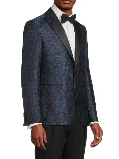 Pal Zileri Men's Paisley Silk-Blend Single-Breasted Dinner Jacket - Blue Navy - Size 48 | Thumbnail 4 Pal Zileri Men's Paisley Silk-Blend Single-Breasted Dinner Jacket - Blue Navy - Size 48 | Thumbnail 4