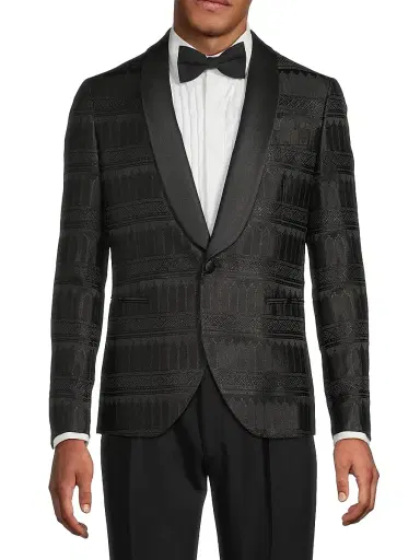 Pal Zileri Men's Silk-Blend Single-Breasted Dinner Jacket - Black - Size 38 | Thumbnail 3