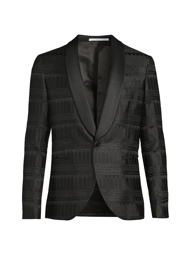 Men's Silk-Blend Single-Breasted Dinner Jacket - Black