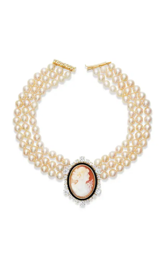 Cleo 14K Yellow Gold Pearl Cameo Necklace - Off-White - OS - Moda Operandi