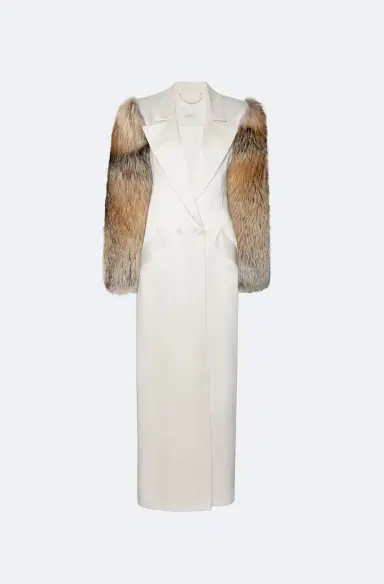 LAPOINTE Satin Double Breasted Coat With Fur | Thumbnail 5 LAPOINTE Satin Double Breasted Coat With Fur | Thumbnail 5