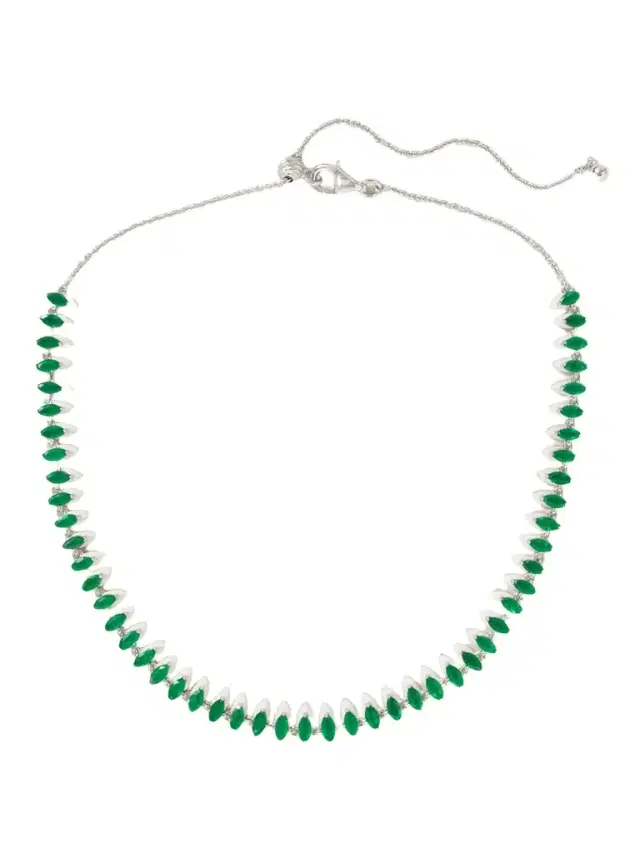 18-karat White Gold, Emerald And Enamel Choker