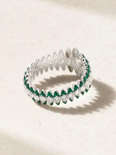 Kamyen Marquise Coronal 18-karat White Gold, Enamel And Diamond Ring | Thumbnail 3