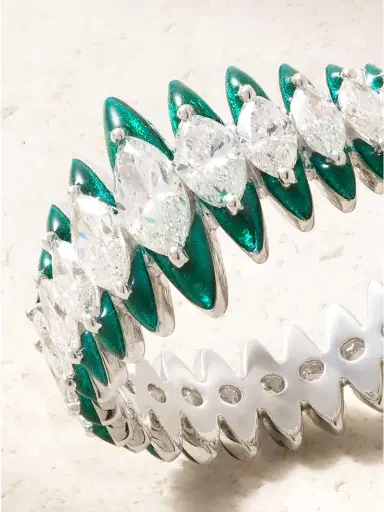 Kamyen Marquise Coronal 18-karat White Gold, Enamel And Diamond Ring | Thumbnail 4