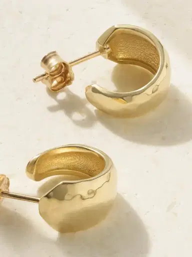 Jennifer Meyer Mini Hammered 18-karat Gold Hoop Earrings | Thumbnail 3