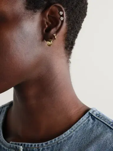 Jennifer Meyer Mini Hammered 18-karat Gold Hoop Earrings | Thumbnail 4