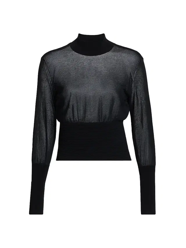 FRAME Women's The Sleek Sheer Sweater - Black