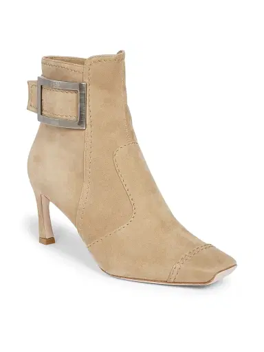 Roger Vivier Women's Trompette 70MM Suede Booties - Tabacco Chiaro | Thumbnail 2 Roger Vivier Women's Trompette 70MM Suede Booties - Tabacco Chiaro | Thumbnail 2