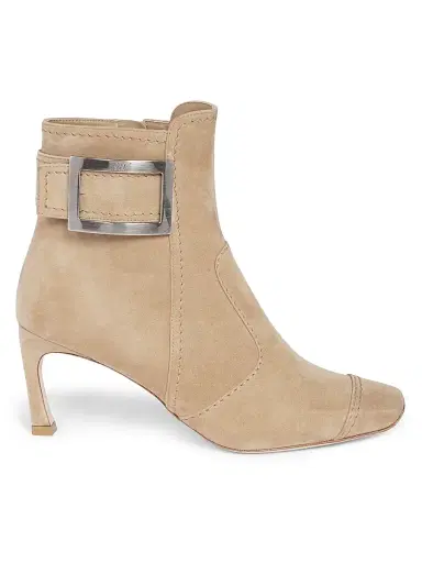 Roger Vivier Women's Trompette 70MM Suede Booties - Tabacco Chiaro | Thumbnail 1 Roger Vivier Women's Trompette 70MM Suede Booties - Tabacco Chiaro | Thumbnail 1