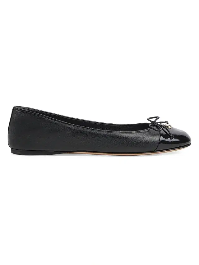 Women's GG Leather Ballet Flats - Black