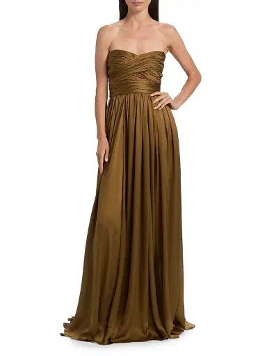 Ulla Johnson Women's Anastasia Silk Gathered Strapless Gown | Thumbnail 2 Ulla Johnson Women's Anastasia Silk Gathered Strapless Gown | Thumbnail 2
