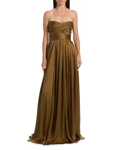 Ulla Johnson Women's Anastasia Silk Gathered Strapless Gown | Thumbnail 3 Ulla Johnson Women's Anastasia Silk Gathered Strapless Gown | Thumbnail 3