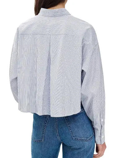 rag & bone Women's Marin Striped Cotton Crop Shirt - White Stripe | Thumbnail 5 rag & bone Women's Marin Striped Cotton Crop Shirt - White Stripe | Thumbnail 5