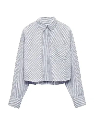 rag & bone Women's Marin Striped Cotton Crop Shirt - White Stripe | Thumbnail 1 rag & bone Women's Marin Striped Cotton Crop Shirt - White Stripe | Thumbnail 1
