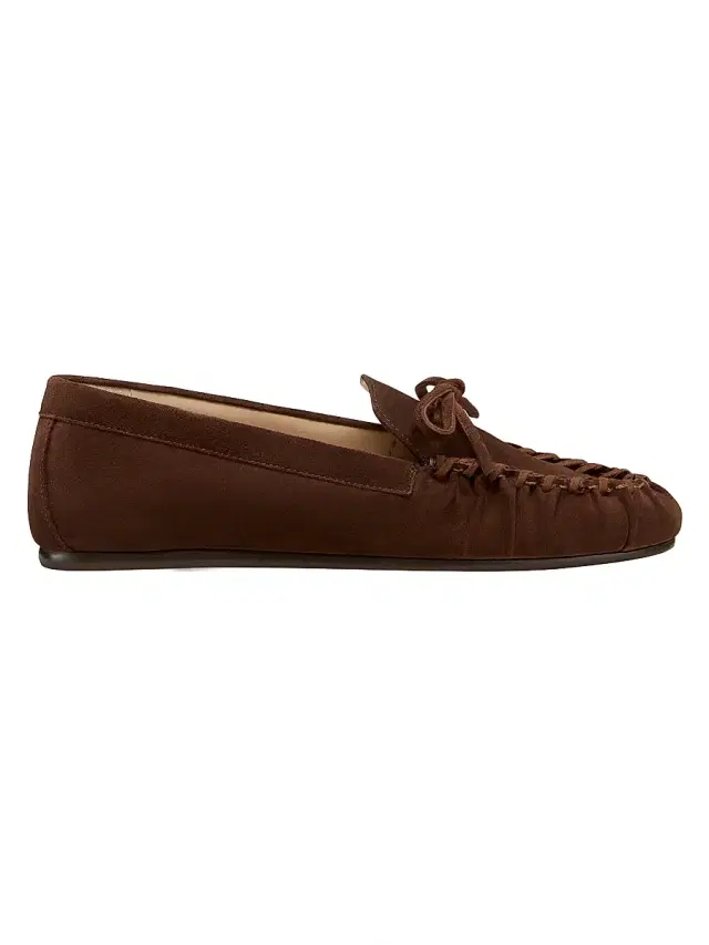 Stuart Weitzman Women's Britt Bow Suede Loafers - Walnut