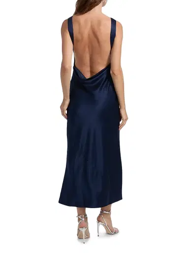 Reformation Women's Corey Satin Midi-Dress - Danube - Size XL | Thumbnail 5 Reformation Women's Corey Satin Midi-Dress - Danube - Size XL | Thumbnail 5