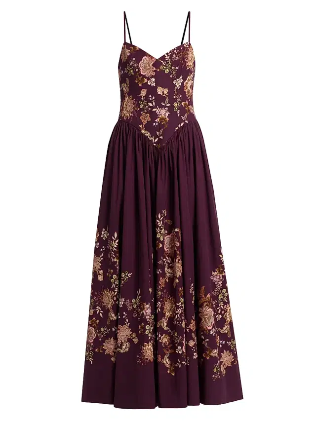 Hemant & Nandita Women's Savi Floral Sleeveless Maxi Dress - Burgundy Floral