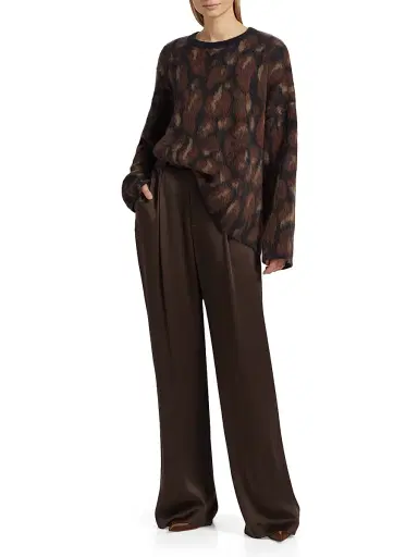 Lapointe Women's Leopard Jacquard Sweater - Black Leopard - Size Medium | Thumbnail 2