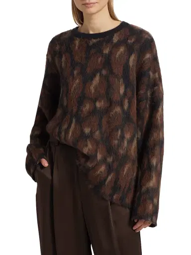 Lapointe Women's Leopard Jacquard Sweater - Black Leopard - Size Medium | Thumbnail 3