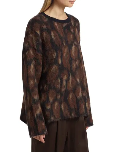 Lapointe Women's Leopard Jacquard Sweater - Black Leopard - Size Medium | Thumbnail 4