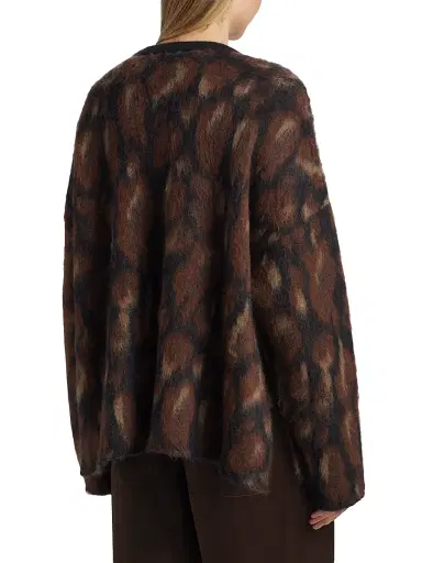Lapointe Women's Leopard Jacquard Sweater - Black Leopard - Size Medium | Thumbnail 5