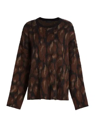 Lapointe Women's Leopard Jacquard Sweater - Black Leopard - Size Medium | Thumbnail 1