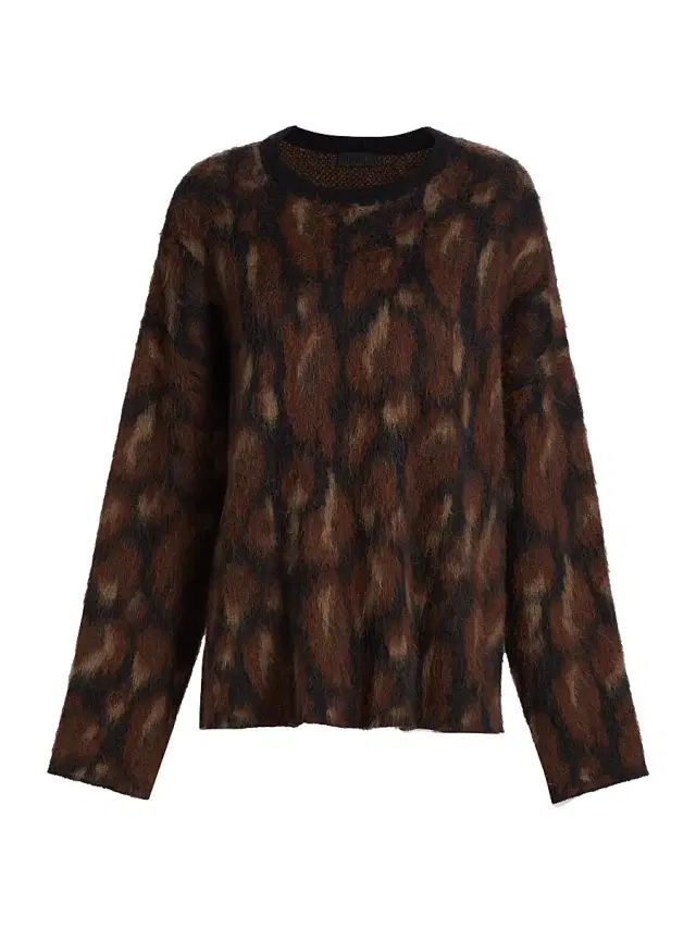 Lapointe Women's Leopard Jacquard Sweater - Black Leopard - Size Medium