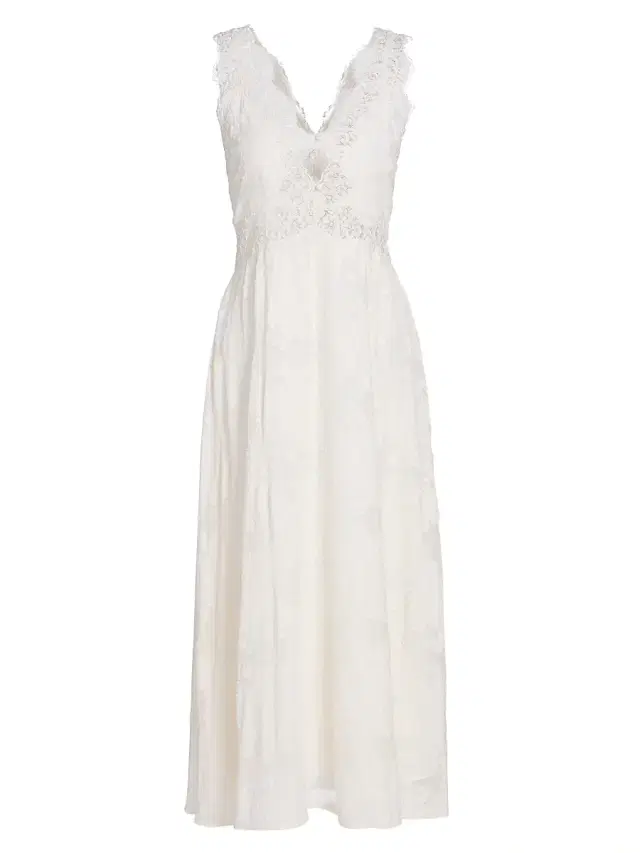 Cami NYC Women's Larysa Lace-Trimmed Silk-Cotton Midi-Dress - Macadamia