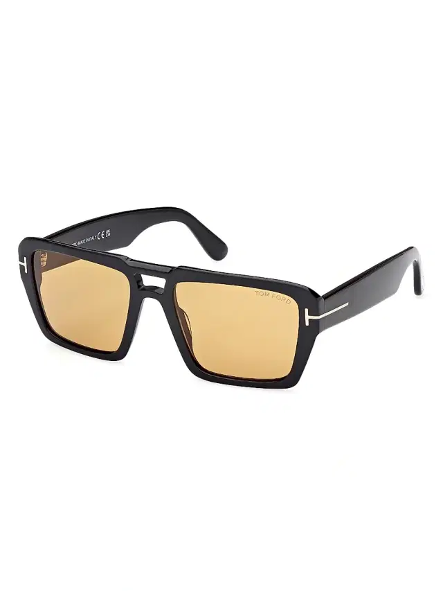 Women's Redford 56MM Aviator Sunglasses - Shiny Black Amber