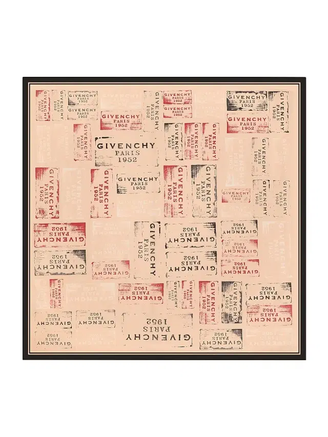 Women's Stamp Shawl in Silk - Beige
