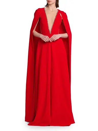 Stella McCartney Women's Removable Cape A-Line Gown - Lipstick Red - Size 6 | Thumbnail 2