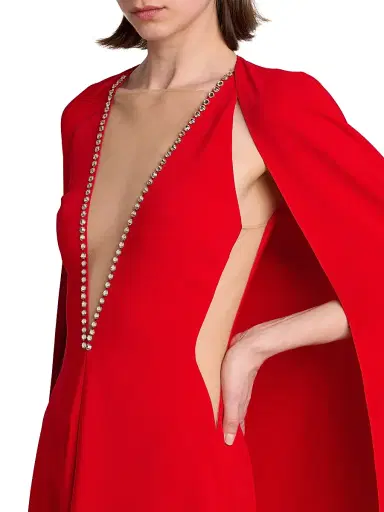 Stella McCartney Women's Removable Cape A-Line Gown - Lipstick Red - Size 6 | Thumbnail 7
