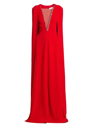 Stella McCartney Women's Removable Cape A-Line Gown - Lipstick Red - Size 6 | Thumbnail 1