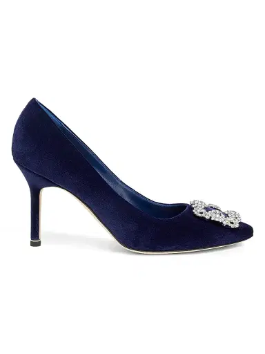 Manolo Blahnik Women's Hangisi Crystal-Embellished Buckle Pumps | Thumbnail 1 Manolo Blahnik Women's Hangisi Crystal-Embellished Buckle Pumps | Thumbnail 1