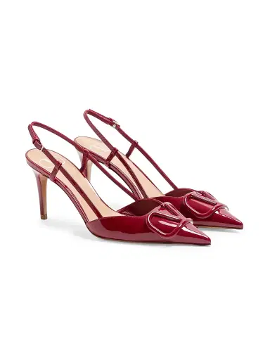Valentino Garavani Women's VLogo Signature Patent Leather 80MM Slingback Pumps - Dark Red - Size 5.5 | Thumbnail 2 Valentino Garavani Women's VLogo Signature Patent Leather 80MM Slingback Pumps - Dark Red - Size 5.5 | Thumbnail 2