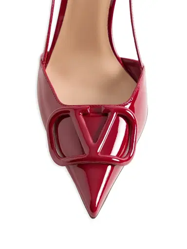 Valentino Garavani Women's VLogo Signature Patent Leather 80MM Slingback Pumps - Dark Red - Size 5.5 | Thumbnail 5 Valentino Garavani Women's VLogo Signature Patent Leather 80MM Slingback Pumps - Dark Red - Size 5.5 | Thumbnail 5