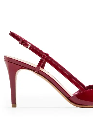Valentino Garavani Women's VLogo Signature Patent Leather 80MM Slingback Pumps - Dark Red - Size 5.5 | Thumbnail 6 Valentino Garavani Women's VLogo Signature Patent Leather 80MM Slingback Pumps - Dark Red - Size 5.5 | Thumbnail 6