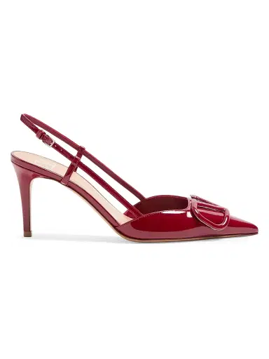 Valentino Garavani Women's VLogo Signature Patent Leather 80MM Slingback Pumps - Dark Red - Size 5.5 | Thumbnail 1 Valentino Garavani Women's VLogo Signature Patent Leather 80MM Slingback Pumps - Dark Red - Size 5.5 | Thumbnail 1