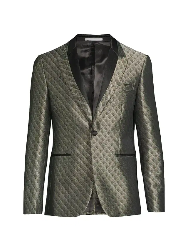 Men's Geometric Single-Breasted Dinner Jacket - Grey