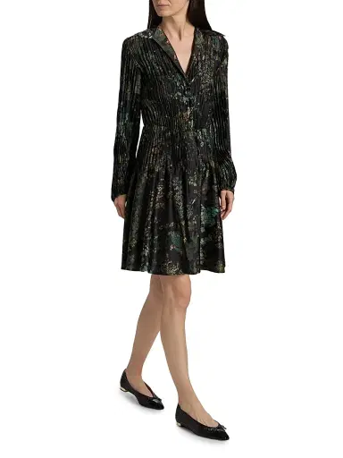 Vince Women's Grape Vine Pleated Knee-Length Shirtdress | Thumbnail 2