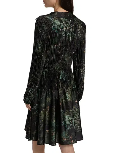 Vince Women's Grape Vine Pleated Knee-Length Shirtdress | Thumbnail 5