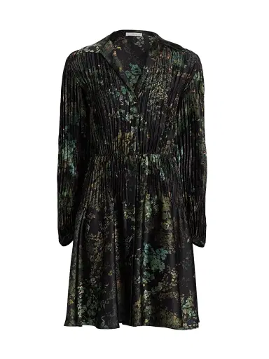 Vince Women's Grape Vine Pleated Knee-Length Shirtdress | Thumbnail 1