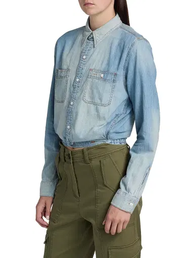 R13 Women's Wrap Around Denim Work Shirt - River Blue - Size Large | Thumbnail 4 R13 Women's Wrap Around Denim Work Shirt - River Blue - Size Large | Thumbnail 4